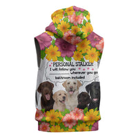 Labrador Retriever Personal Stalker Christmas Sleeveless Zip Hoodie Funny Xmas Holiday Patterns - Wonder Print Shop