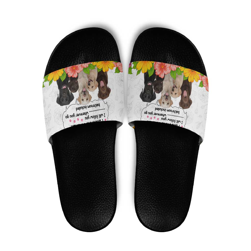 Labrador Retriever Personal Stalker Christmas Slide Sandals Funny Xmas Holiday Patterns - Wonder Print Shop