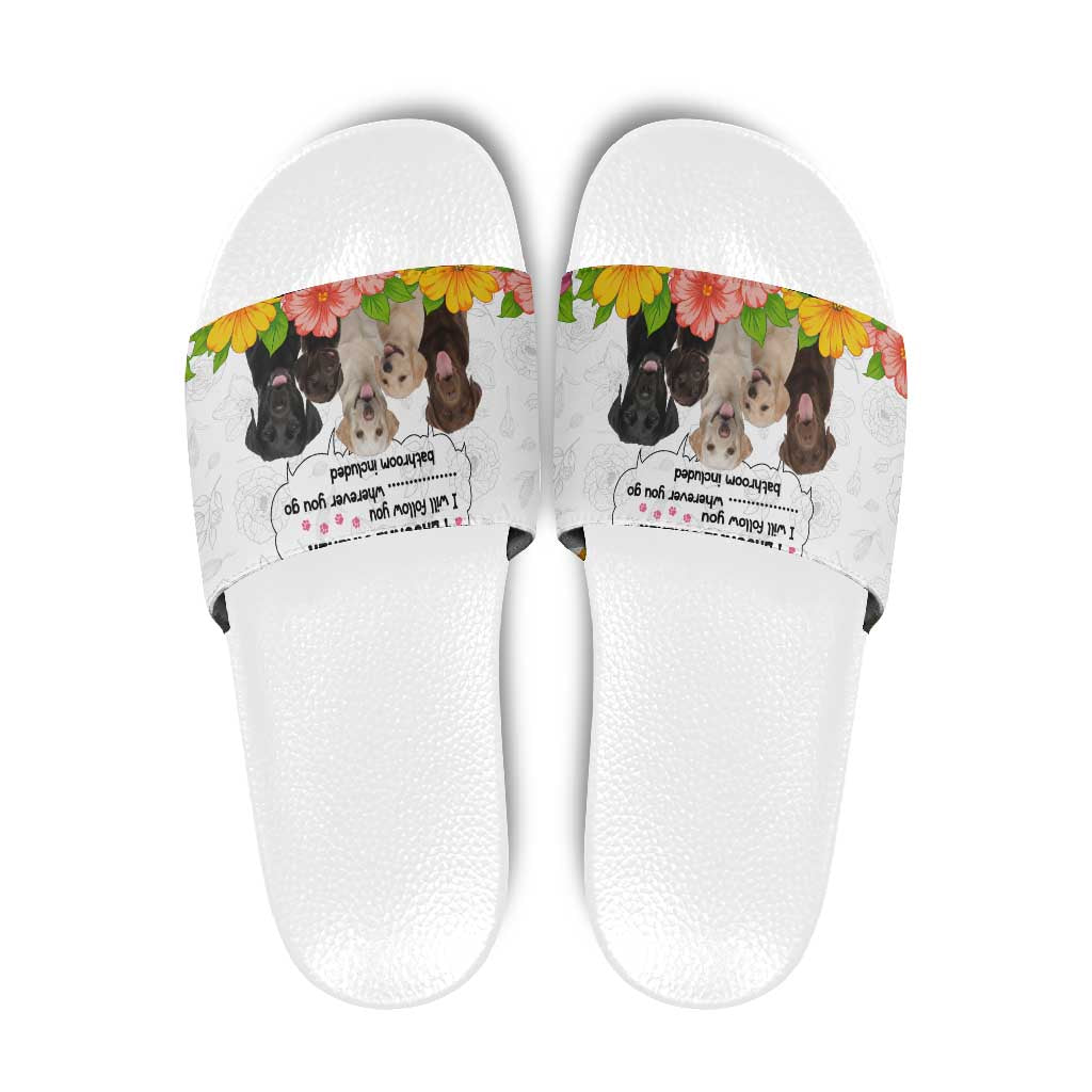 Labrador Retriever Personal Stalker Christmas Slide Sandals Funny Xmas Holiday Patterns - Wonder Print Shop