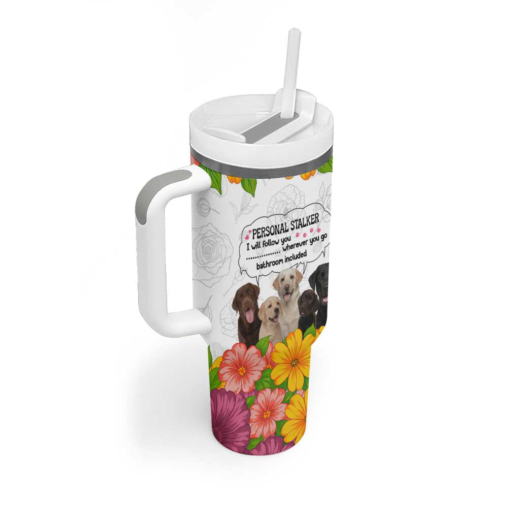 Labrador Retriever Personal Stalker Christmas Tumbler With Handle Funny Xmas Holiday Patterns - Wonder Print Shop