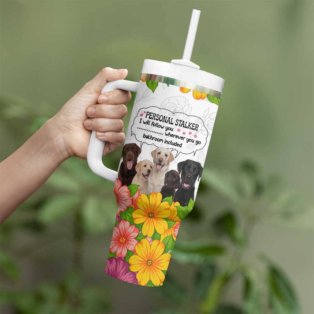 Labrador Retriever Personal Stalker Christmas Tumbler With Handle Funny Xmas Holiday Patterns - Wonder Print Shop