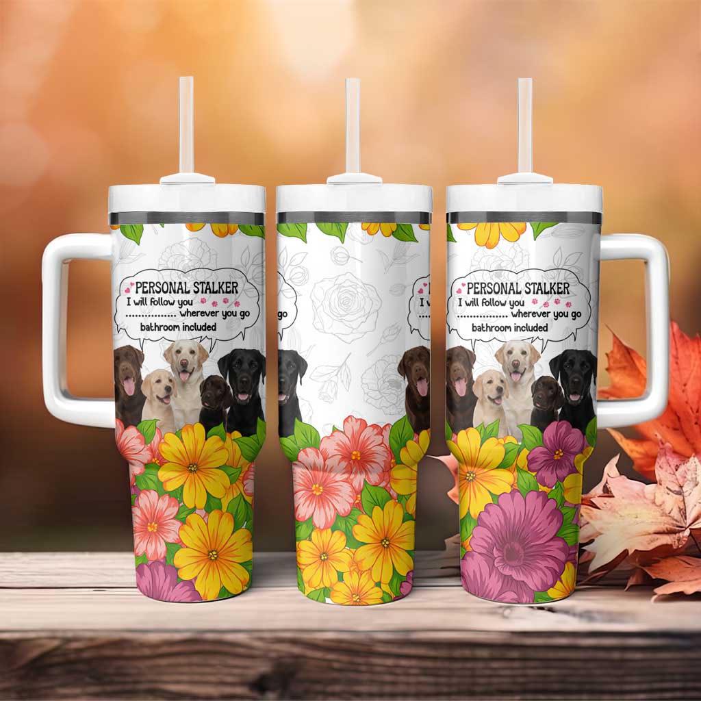 Labrador Retriever Personal Stalker Christmas Tumbler With Handle Funny Xmas Holiday Patterns - Wonder Print Shop