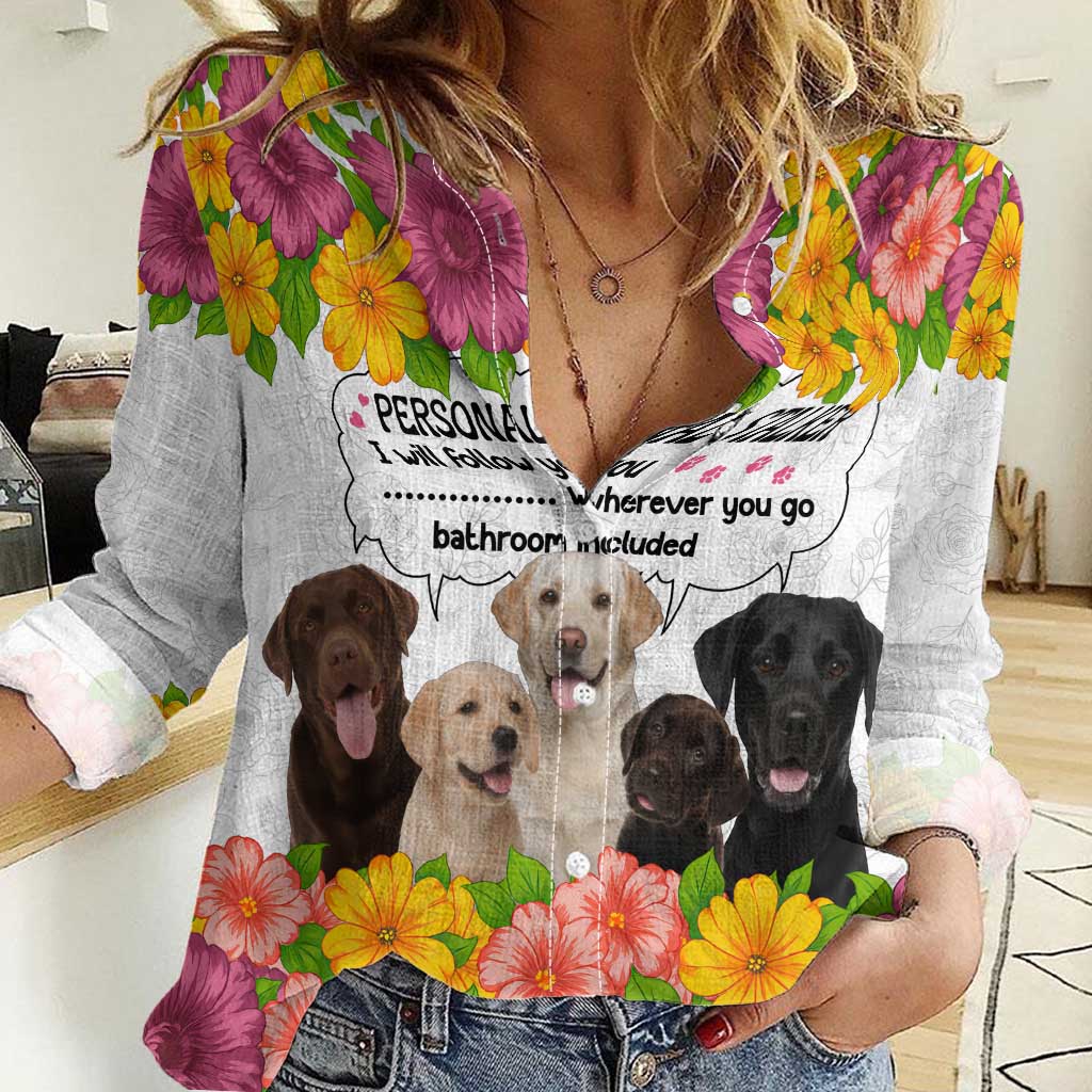 Labrador Retriever Personal Stalker Christmas Women Casual Shirt Funny Xmas Holiday Patterns - Wonder Print Shop