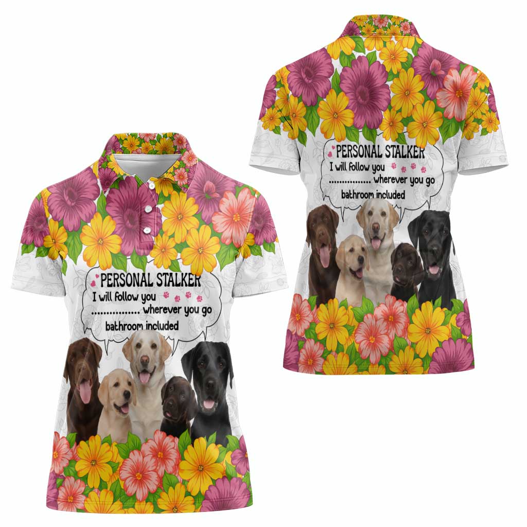 Labrador Retriever Personal Stalker Christmas Women Polo Shirt Funny Xmas Holiday Patterns - Wonder Print Shop