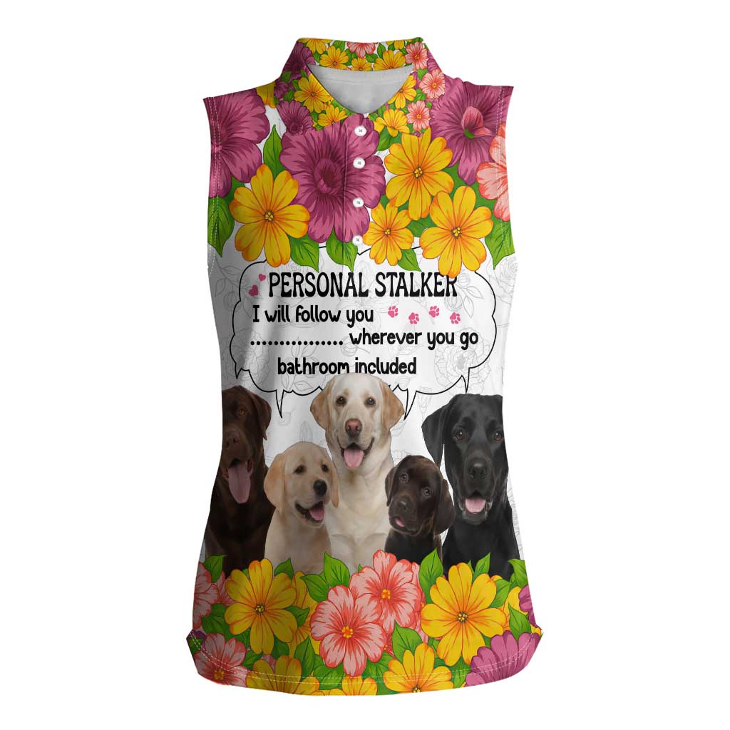 Labrador Retriever Personal Stalker Christmas Women Sleeveless Polo Shirt Funny Xmas Holiday Patterns - Wonder Print Shop