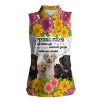 Labrador Retriever Personal Stalker Christmas Women Sleeveless Polo Shirt Funny Xmas Holiday Patterns - Wonder Print Shop