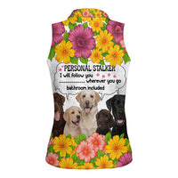 Labrador Retriever Personal Stalker Christmas Women Sleeveless Polo Shirt Funny Xmas Holiday Patterns - Wonder Print Shop