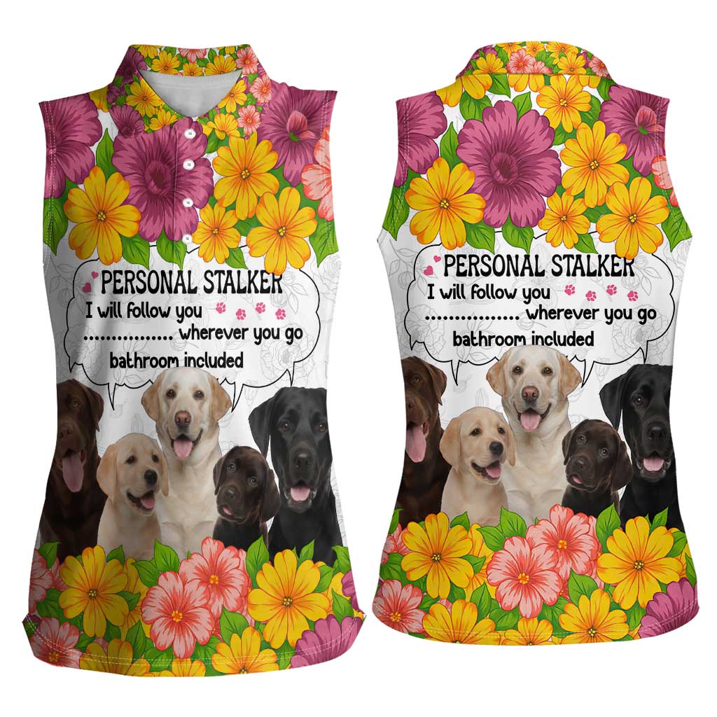 Labrador Retriever Personal Stalker Christmas Women Sleeveless Polo Shirt Funny Xmas Holiday Patterns - Wonder Print Shop