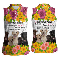 Labrador Retriever Personal Stalker Christmas Women Sleeveless Polo Shirt Funny Xmas Holiday Patterns - Wonder Print Shop
