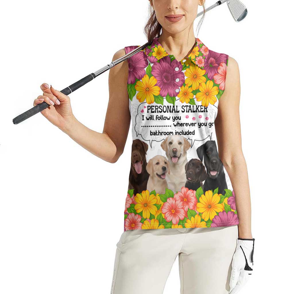 Labrador Retriever Personal Stalker Christmas Women Sleeveless Polo Shirt Funny Xmas Holiday Patterns - Wonder Print Shop