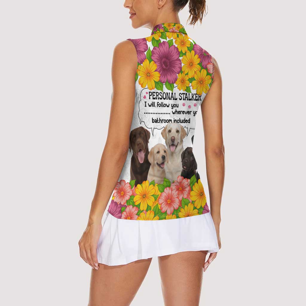 Labrador Retriever Personal Stalker Christmas Women Sleeveless Polo Shirt Funny Xmas Holiday Patterns - Wonder Print Shop