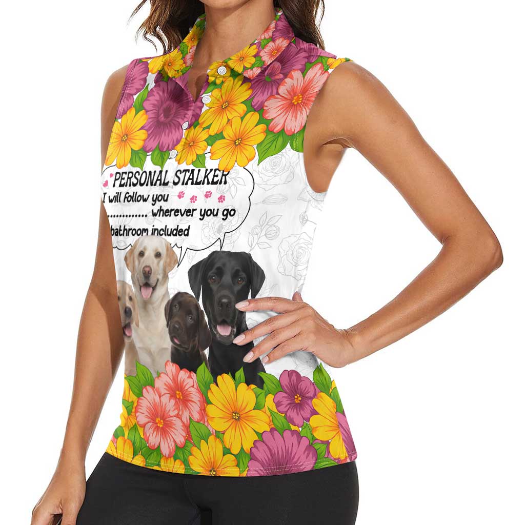 Labrador Retriever Personal Stalker Christmas Women Sleeveless Polo Shirt Funny Xmas Holiday Patterns - Wonder Print Shop