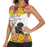 Labrador Retriever Personal Stalker Christmas Women Sleeveless Polo Shirt Funny Xmas Holiday Patterns - Wonder Print Shop