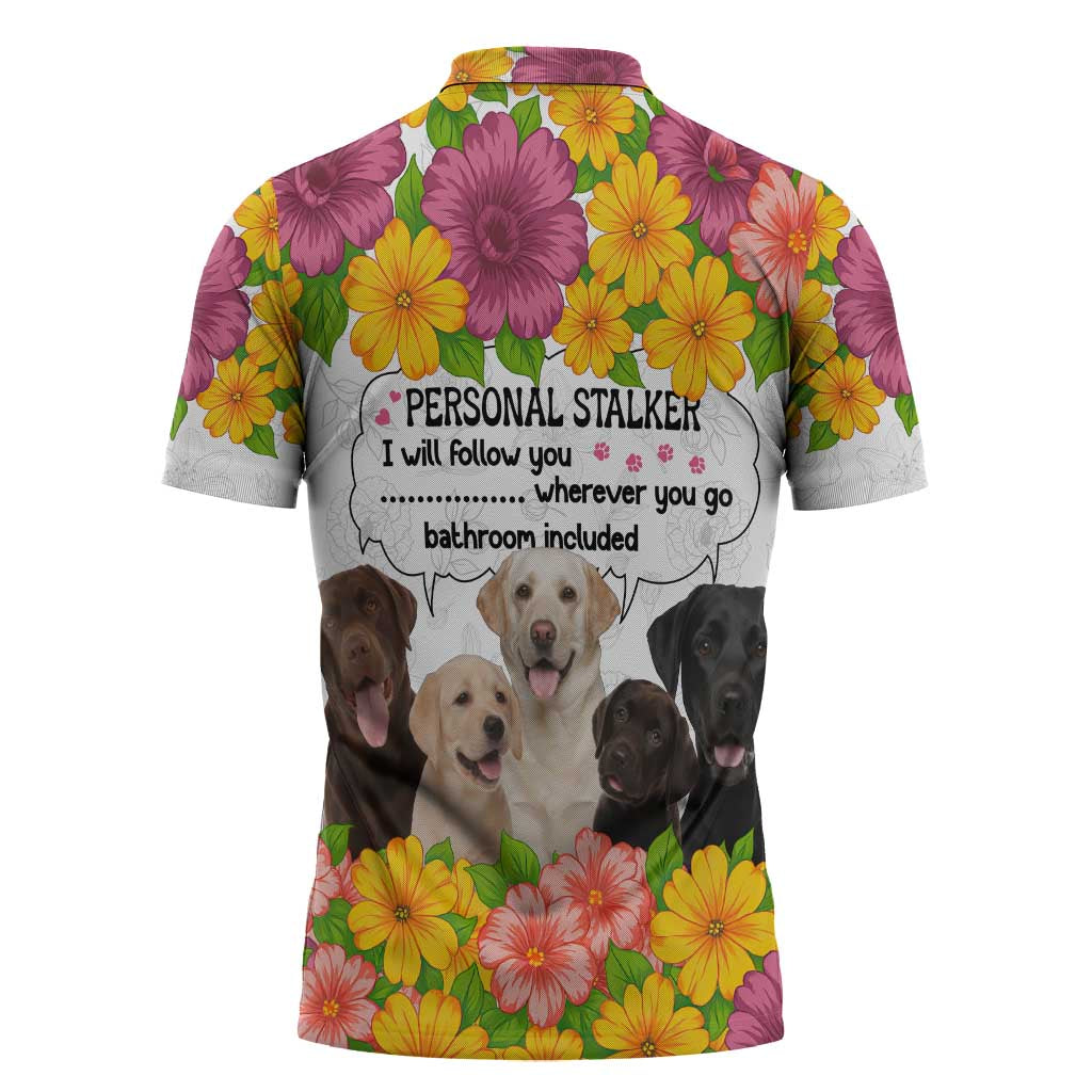 Labrador Retriever Personal Stalker Christmas Zipper Polo Shirt Funny Xmas Holiday Patterns - Wonder Print Shop
