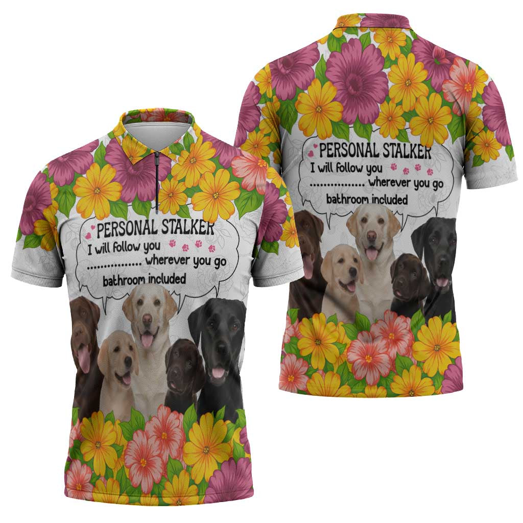 Labrador Retriever Personal Stalker Christmas Zipper Polo Shirt Funny Xmas Holiday Patterns - Wonder Print Shop