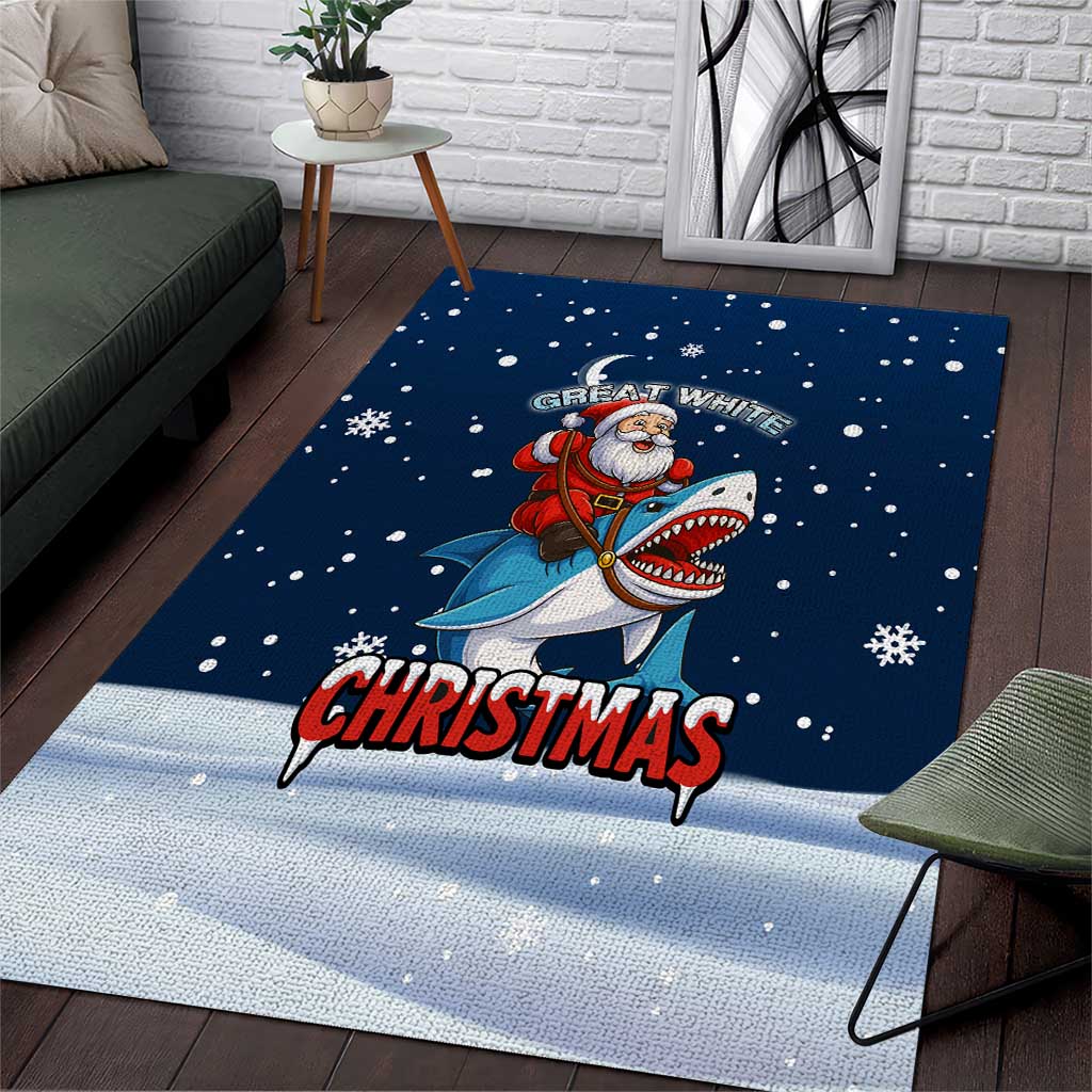 Great White Christmas Shark Christmas Area Rug Funny Xmas Holiday Patterns - Wonder Print Shop