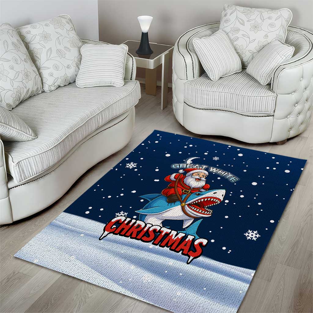 Great White Christmas Shark Christmas Area Rug Funny Xmas Holiday Patterns - Wonder Print Shop
