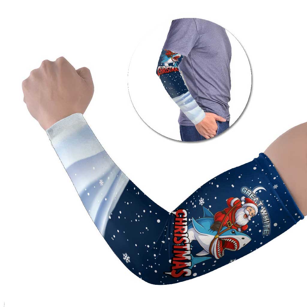 Great White Christmas Shark Christmas Arm Sleeves Funny Xmas Holiday Patterns - Wonder Print Shop