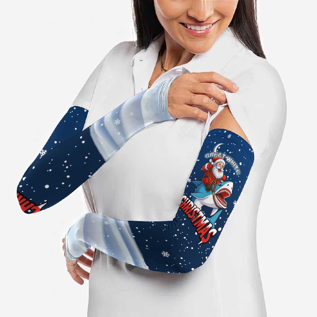 Great White Christmas Shark Christmas Arm Sleeves Funny Xmas Holiday Patterns - Wonder Print Shop