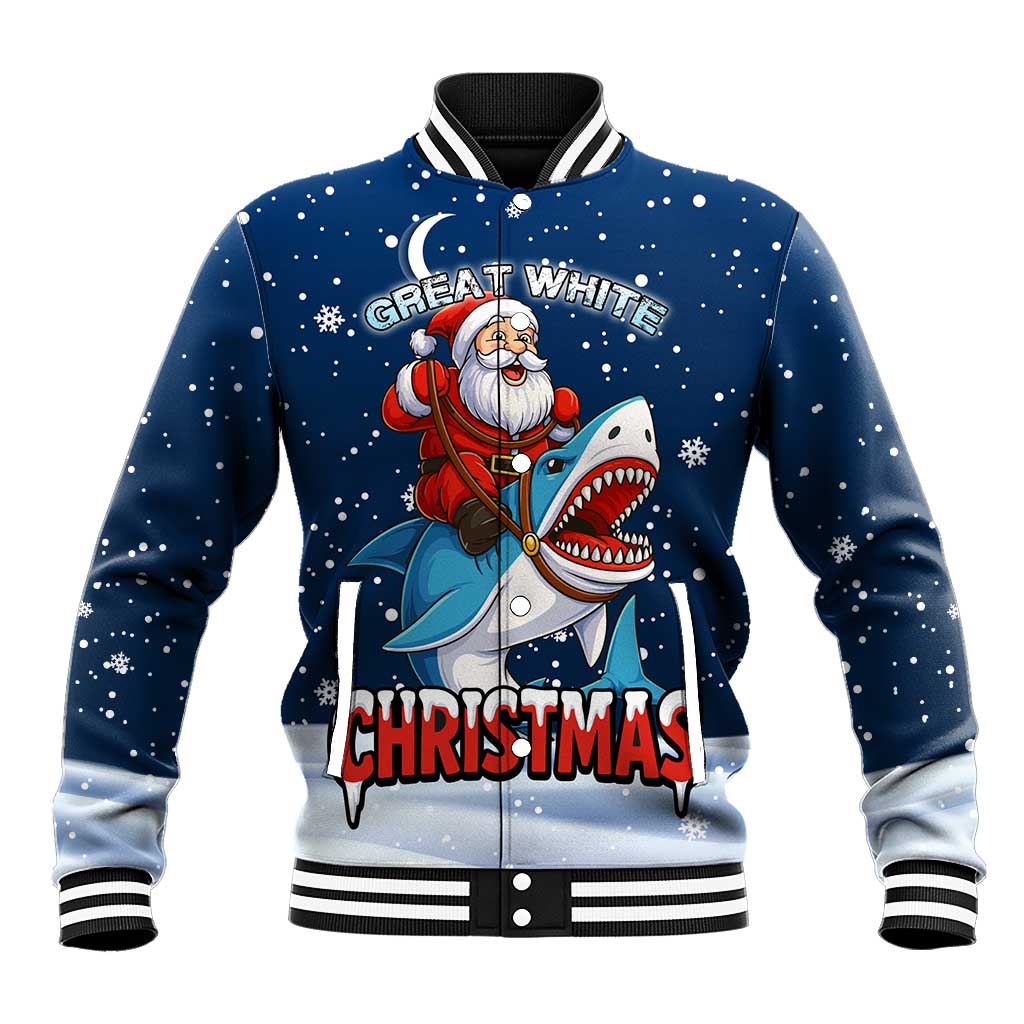 Great White Christmas Shark Christmas Baseball Jacket Funny Xmas Holiday Patterns - Wonder Print Shop