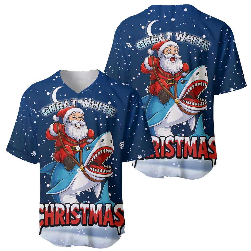 Great White Christmas Shark Christmas Baseball Jersey Funny Xmas Holiday Patterns - Wonder Print Shop