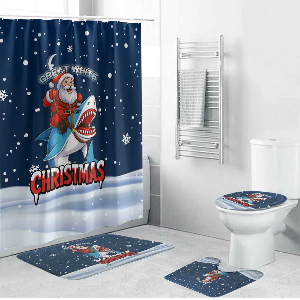 Great White Christmas Shark Christmas Bathroom Set Funny Xmas Holiday Patterns - Wonder Print Shop