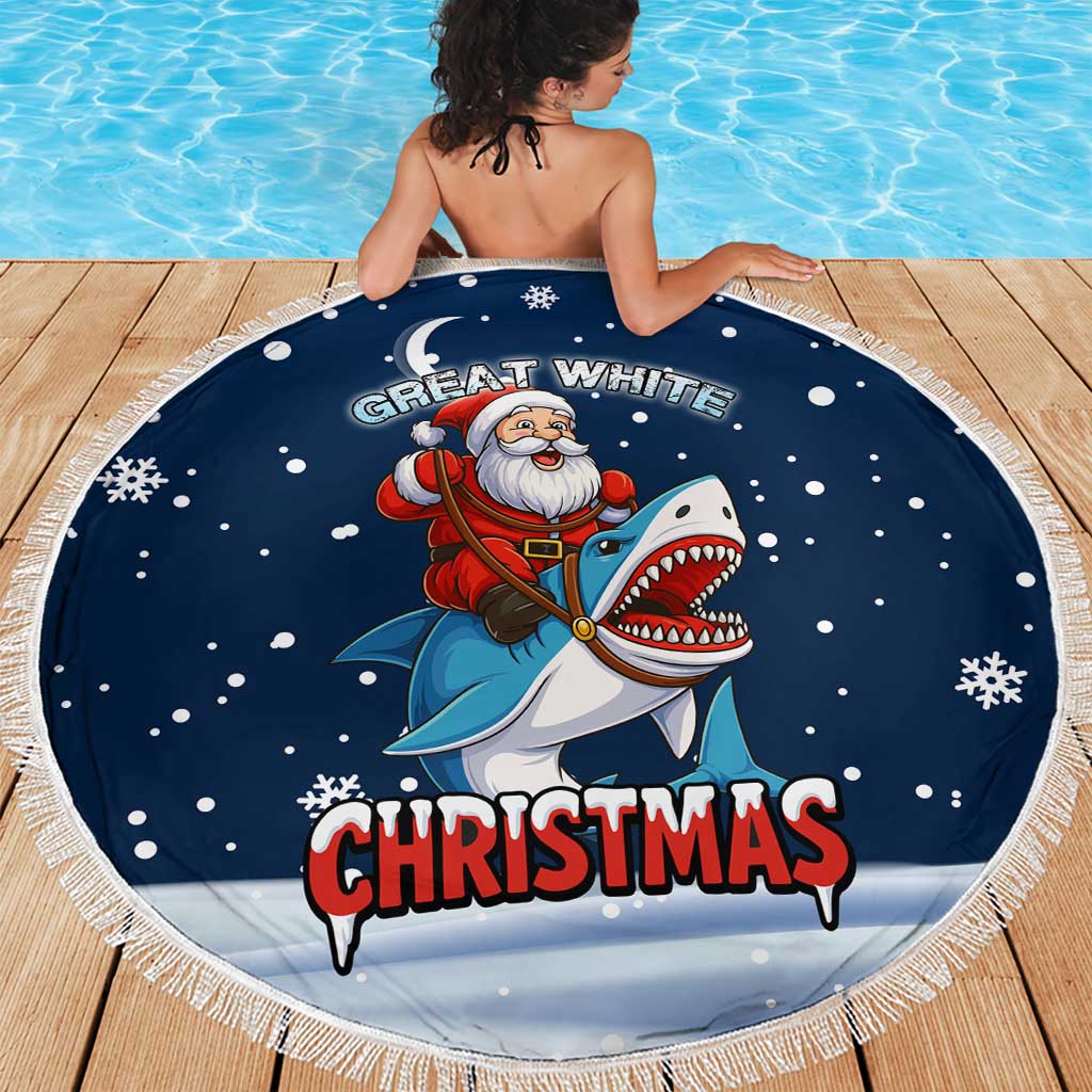 Great White Christmas Shark Christmas Beach Blanket Funny Xmas Holiday Patterns - Wonder Print Shop