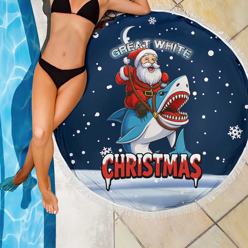 Great White Christmas Shark Christmas Beach Blanket Funny Xmas Holiday Patterns - Wonder Print Shop