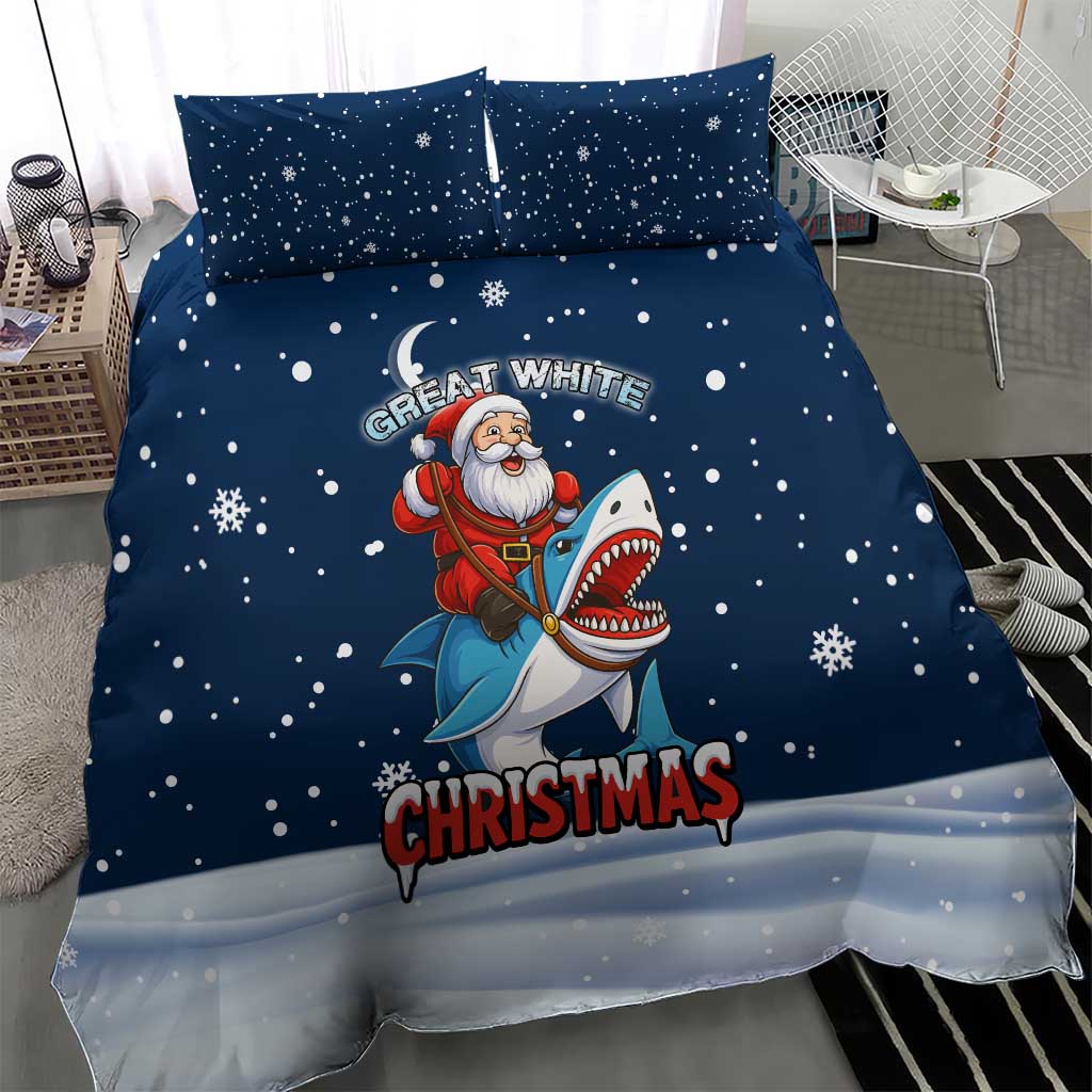 Great White Christmas Shark Christmas Bedding Set Funny Xmas Holiday Patterns - Wonder Print Shop