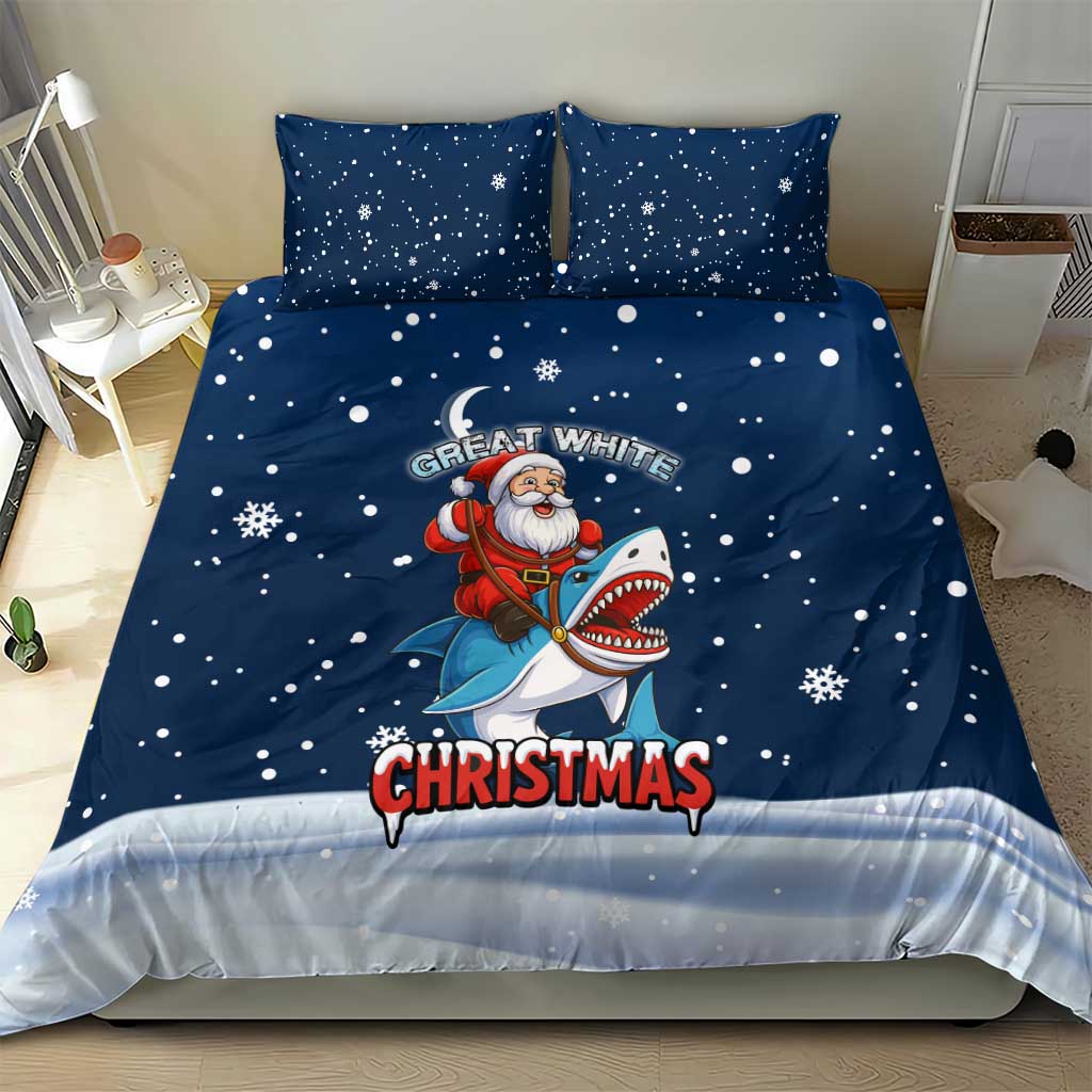 Great White Christmas Shark Christmas Bedding Set Funny Xmas Holiday Patterns - Wonder Print Shop
