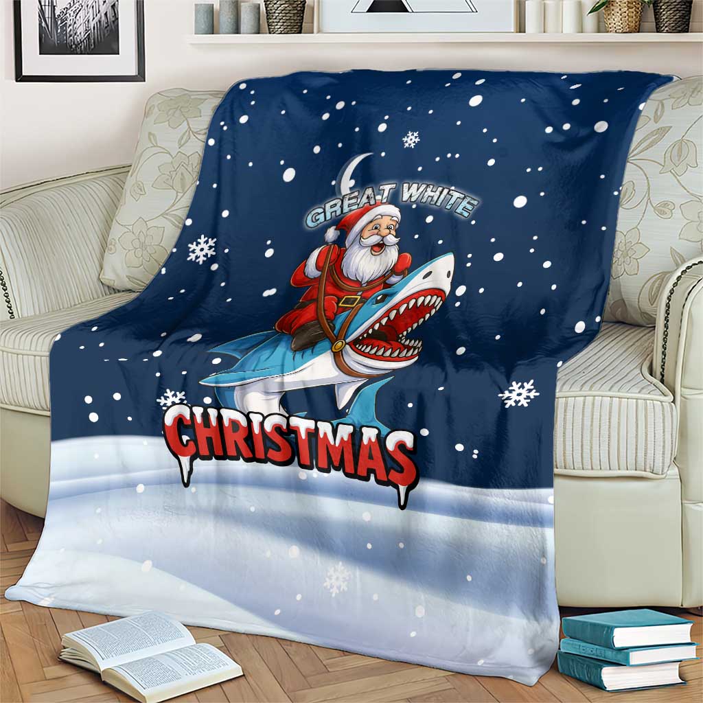 Great White Christmas Shark Christmas Blanket Funny Xmas Holiday Patterns - Wonder Print Shop