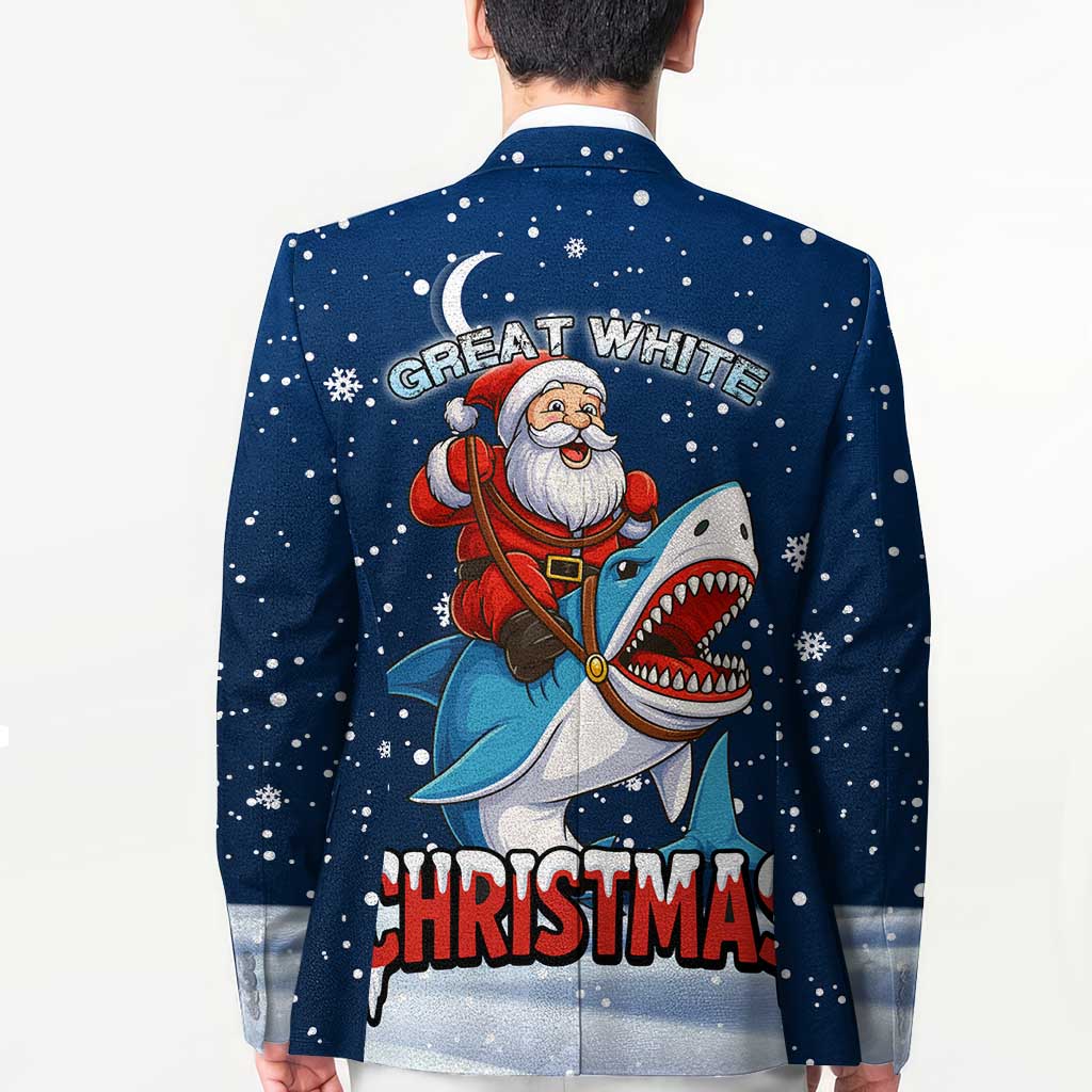 Great White Christmas Shark Christmas Blazer Funny Xmas Holiday Patterns - Wonder Print Shop