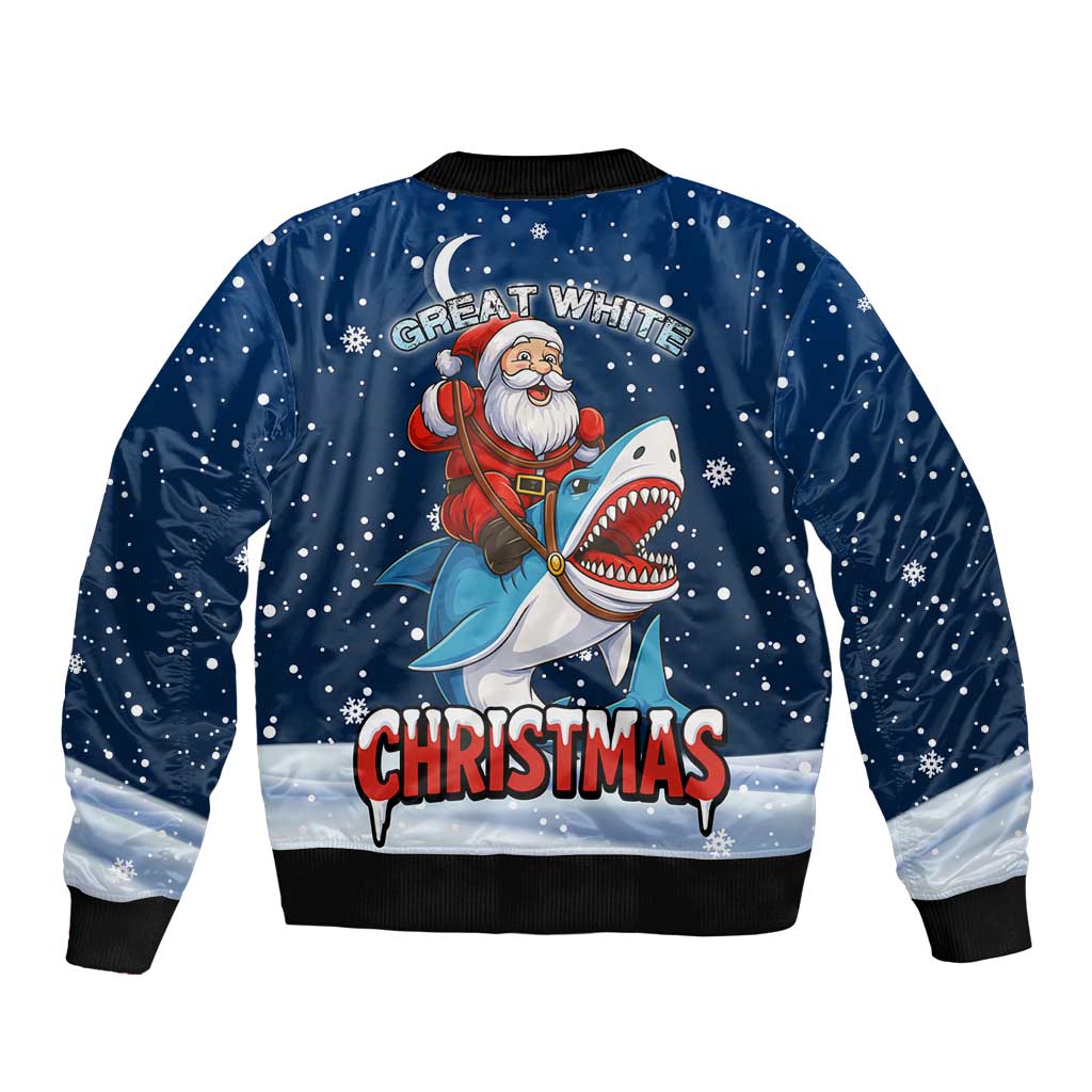 Great White Christmas Shark Christmas Bomber Jacket Funny Xmas Holiday Patterns - Wonder Print Shop