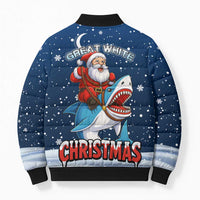 Great White Christmas Shark Christmas Bomber Puffer Jacket Funny Xmas Holiday Patterns - Wonder Print Shop