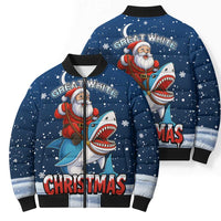 Great White Christmas Shark Christmas Bomber Puffer Jacket Funny Xmas Holiday Patterns - Wonder Print Shop