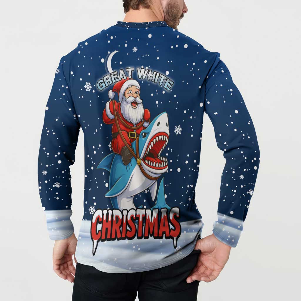 Great White Christmas Shark Christmas Button Sweatshirt Funny Xmas Holiday Patterns - Wonder Print Shop