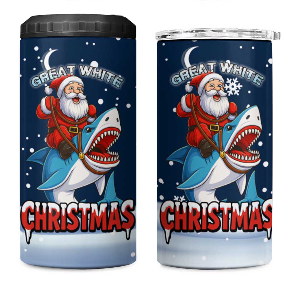 Great White Christmas Shark Christmas 4 in 1 Can Cooler Tumbler Funny Xmas Holiday Patterns - Wonder Print Shop