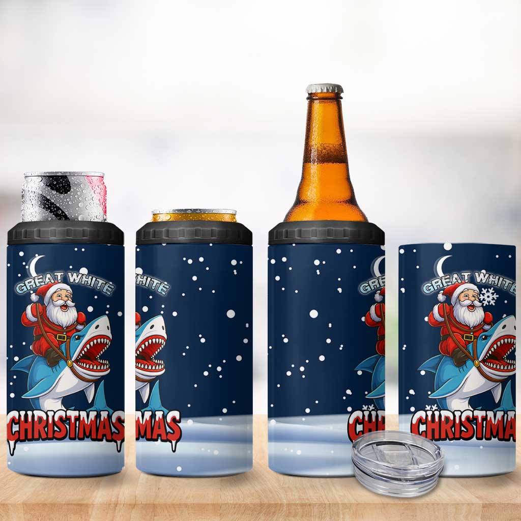 Great White Christmas Shark Christmas 4 in 1 Can Cooler Tumbler Funny Xmas Holiday Patterns - Wonder Print Shop