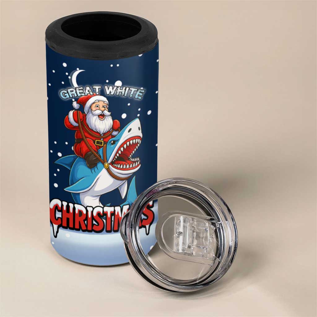 Great White Christmas Shark Christmas 4 in 1 Can Cooler Tumbler Funny Xmas Holiday Patterns - Wonder Print Shop
