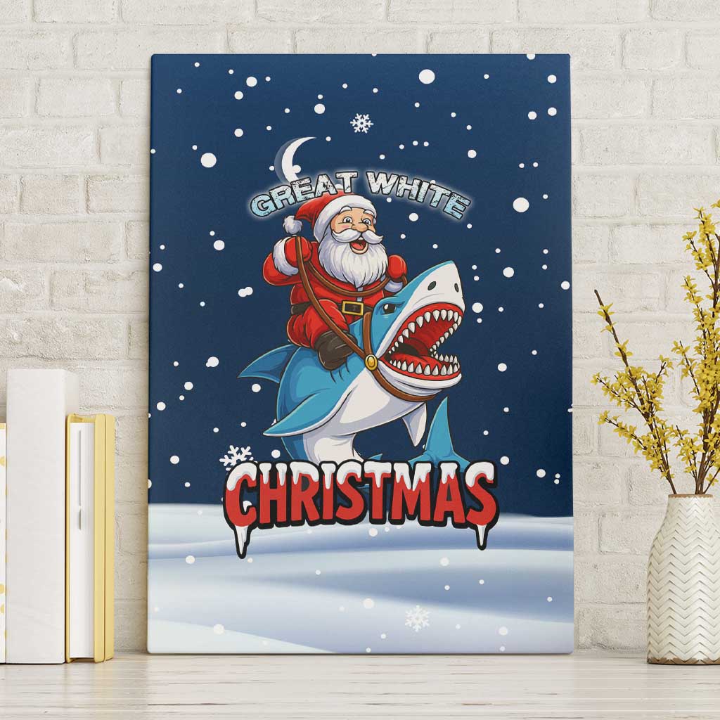 Great White Christmas Shark Christmas Canvas Wall Art Funny Xmas Holiday Patterns - Wonder Print Shop