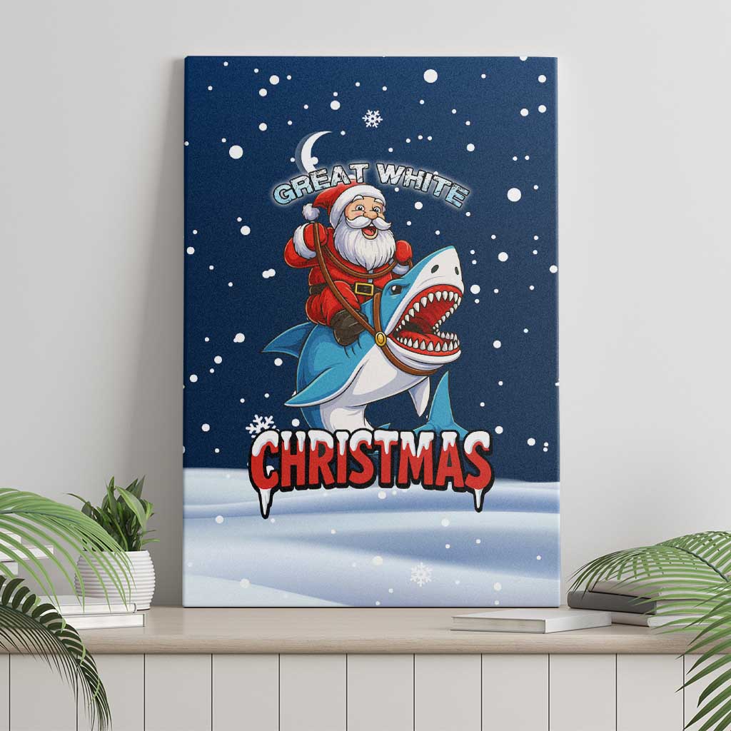 Great White Christmas Shark Christmas Canvas Wall Art Funny Xmas Holiday Patterns - Wonder Print Shop