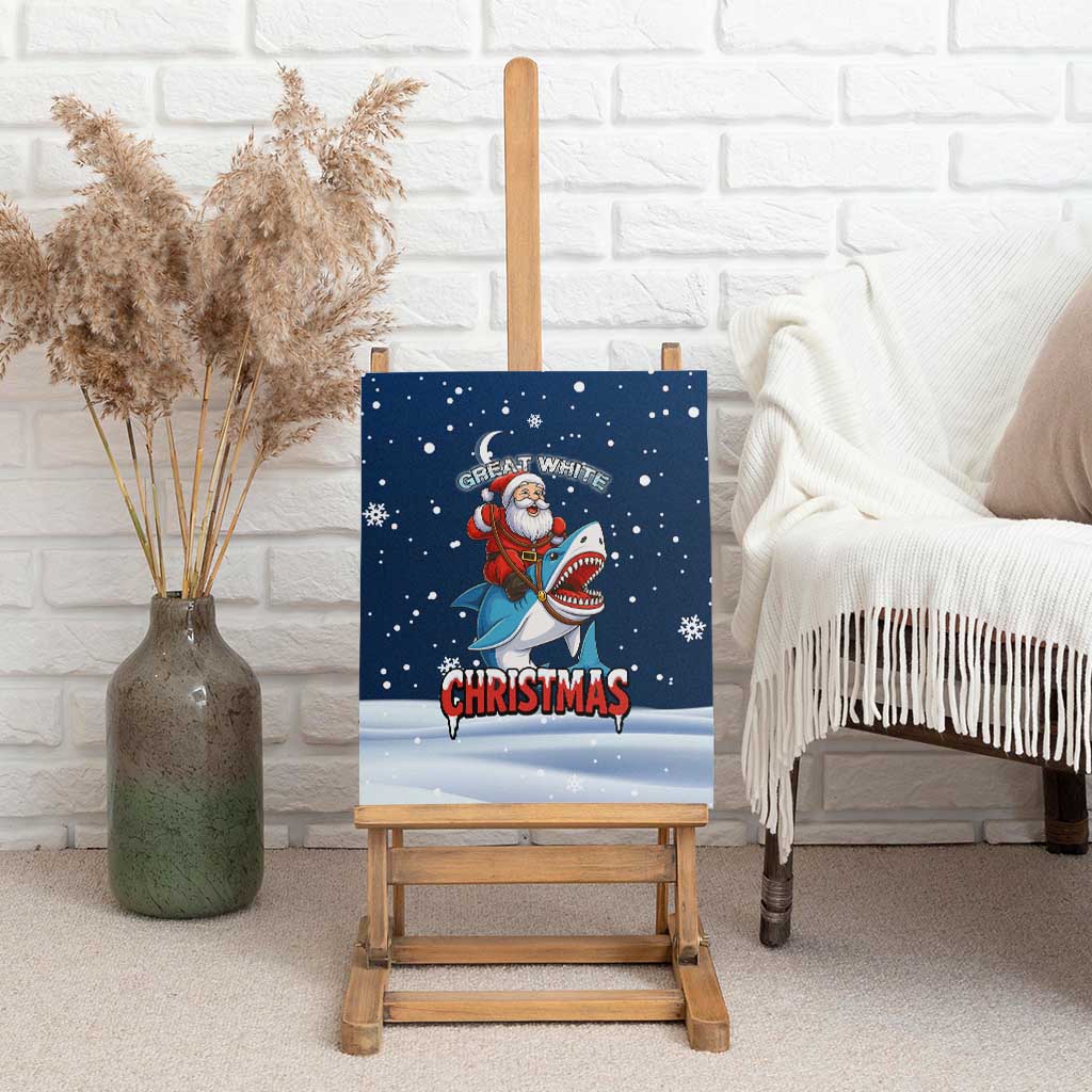 Great White Christmas Shark Christmas Canvas Wall Art Funny Xmas Holiday Patterns - Wonder Print Shop