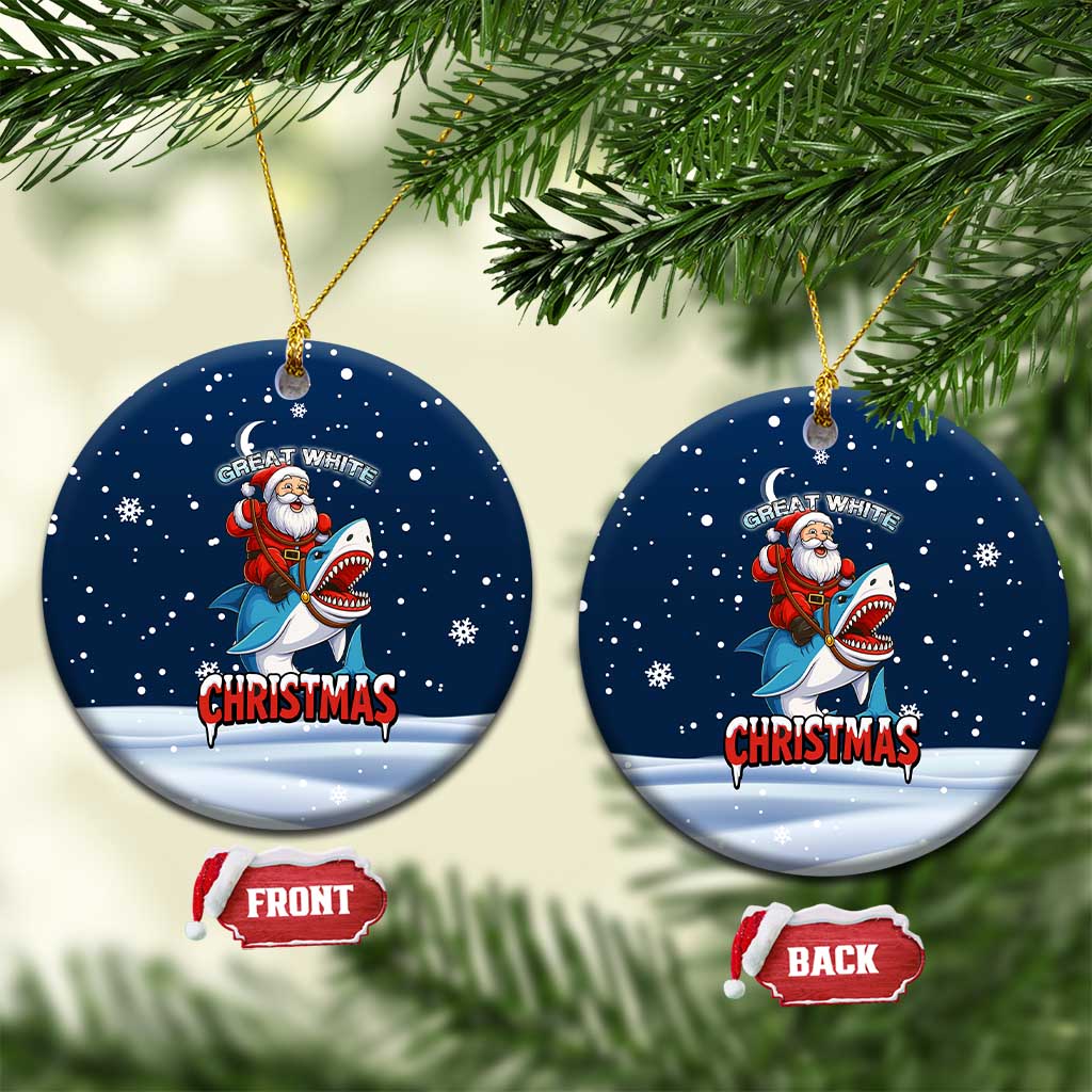 Great White Christmas Shark Christmas Ceramic Ornament Funny Xmas Holiday Patterns - Wonder Print Shop