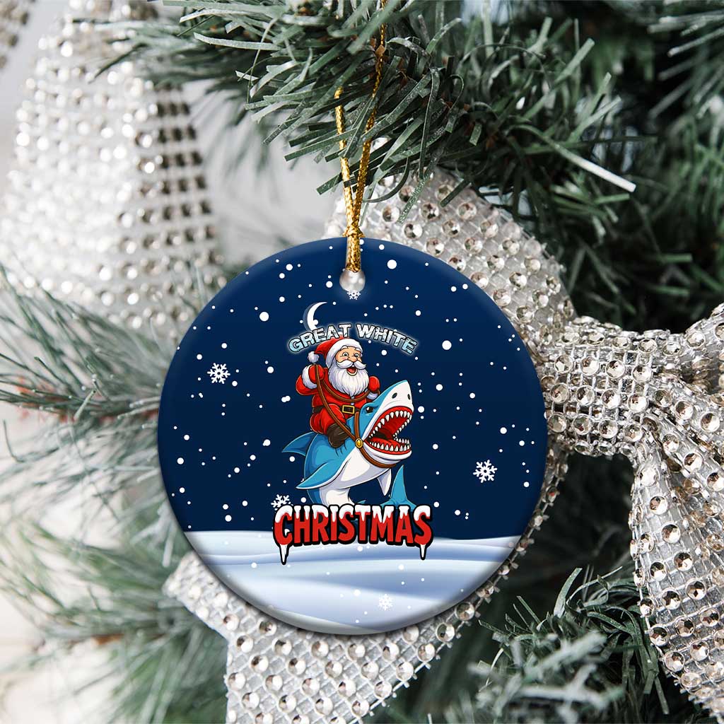 Great White Christmas Shark Christmas Ceramic Ornament Funny Xmas Holiday Patterns - Wonder Print Shop