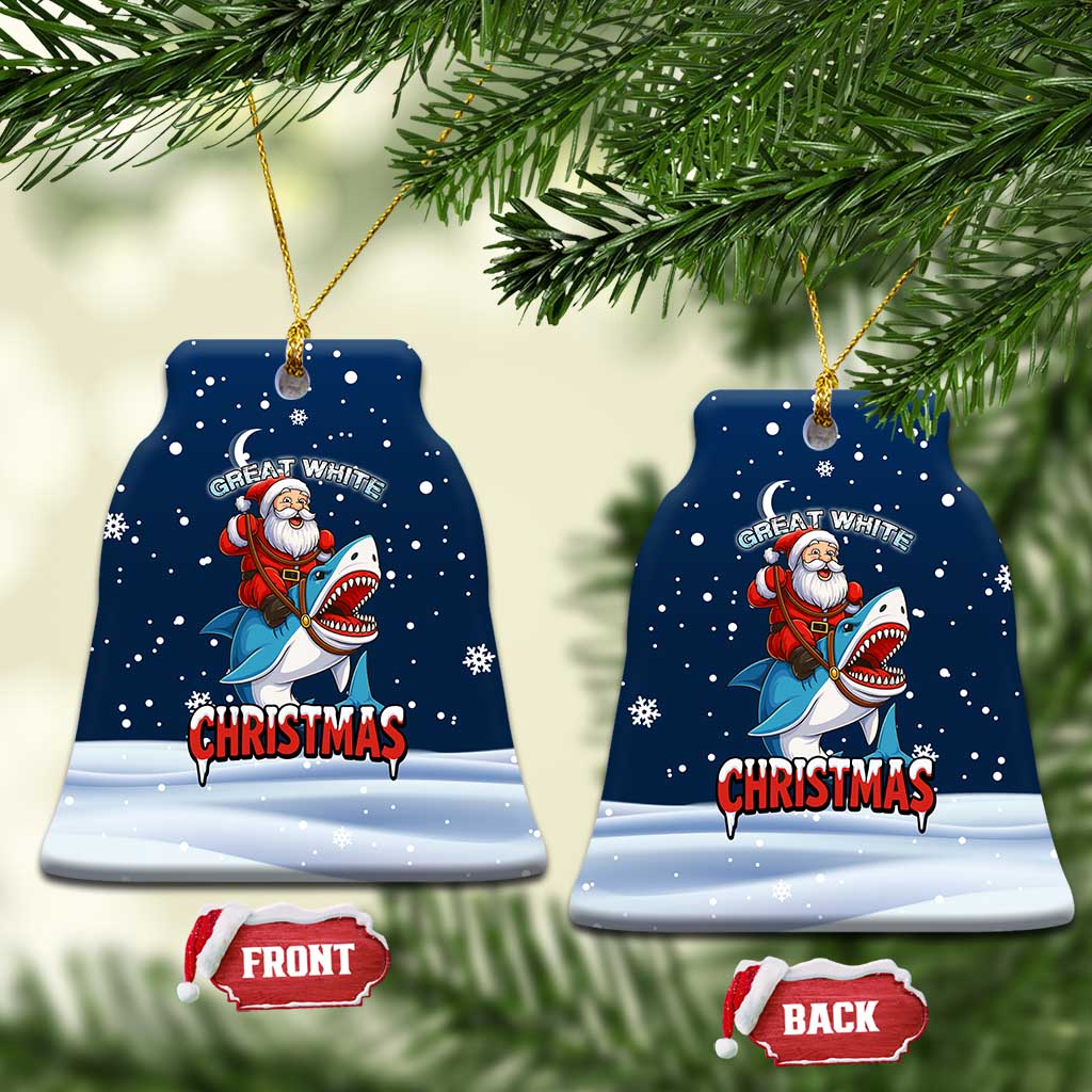 Great White Christmas Shark Christmas Ceramic Ornament Funny Xmas Holiday Patterns - Wonder Print Shop