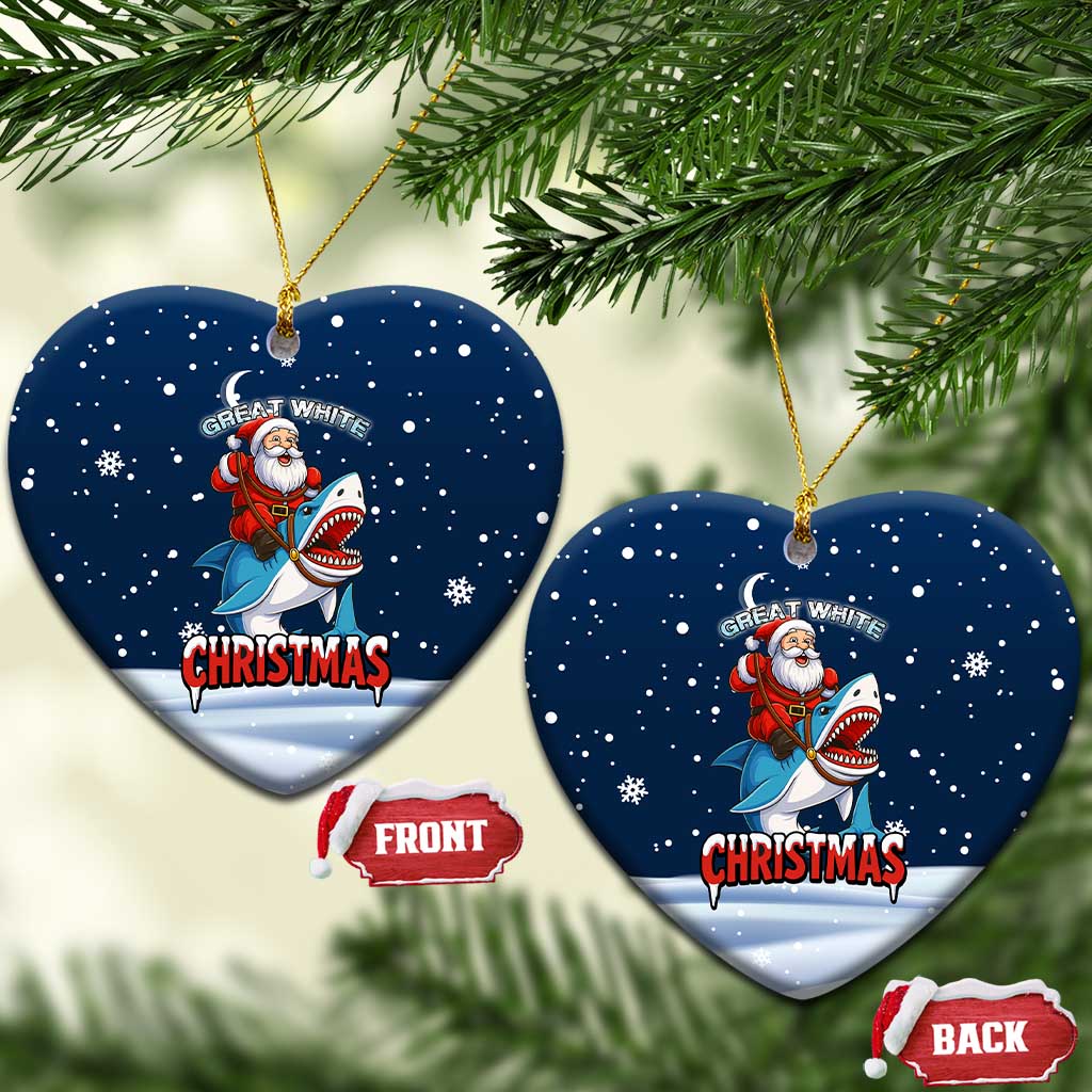 Great White Christmas Shark Christmas Ceramic Ornament Funny Xmas Holiday Patterns - Wonder Print Shop