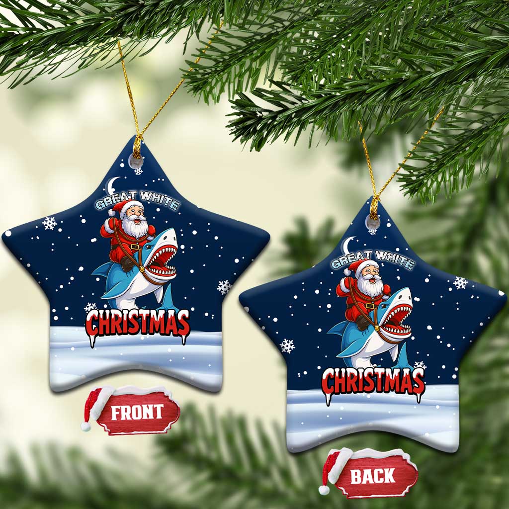 Great White Christmas Shark Christmas Ceramic Ornament Funny Xmas Holiday Patterns - Wonder Print Shop