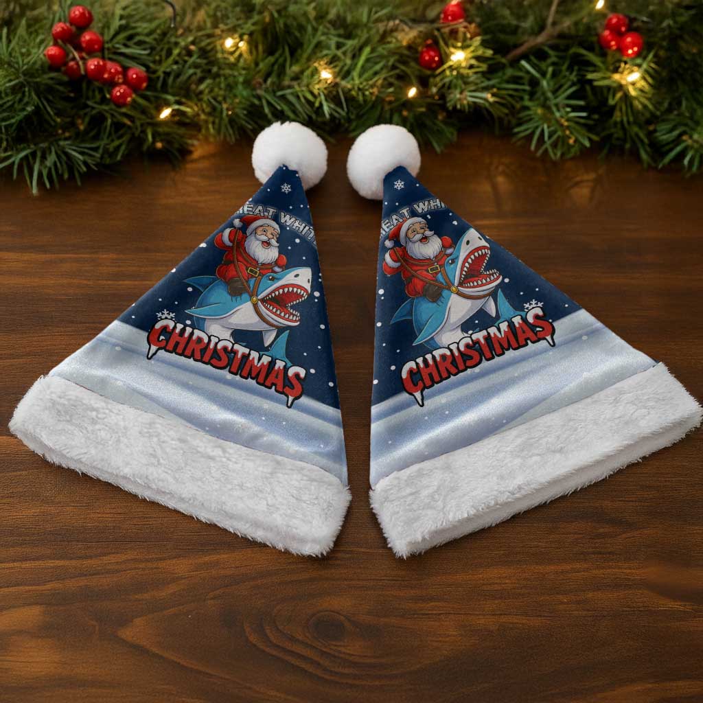Great White Christmas Shark Christmas Santa Hat Funny Xmas Holiday Patterns - Wonder Print Shop
