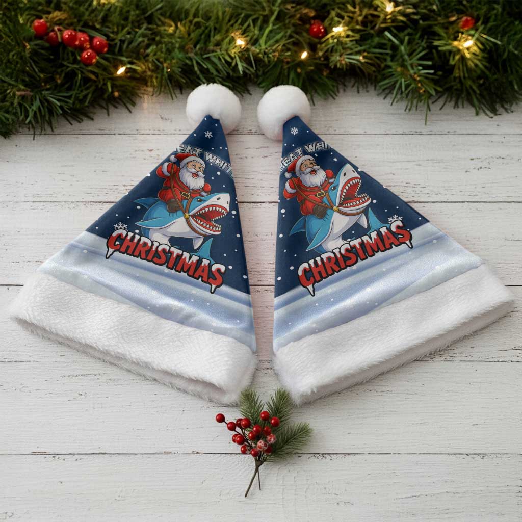 Great White Christmas Shark Christmas Santa Hat Funny Xmas Holiday Patterns - Wonder Print Shop
