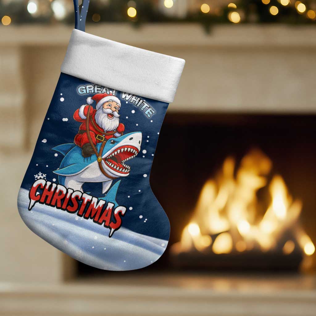 Great White Christmas Shark Christmas Stocking Funny Xmas Holiday Patterns - Wonder Print Shop